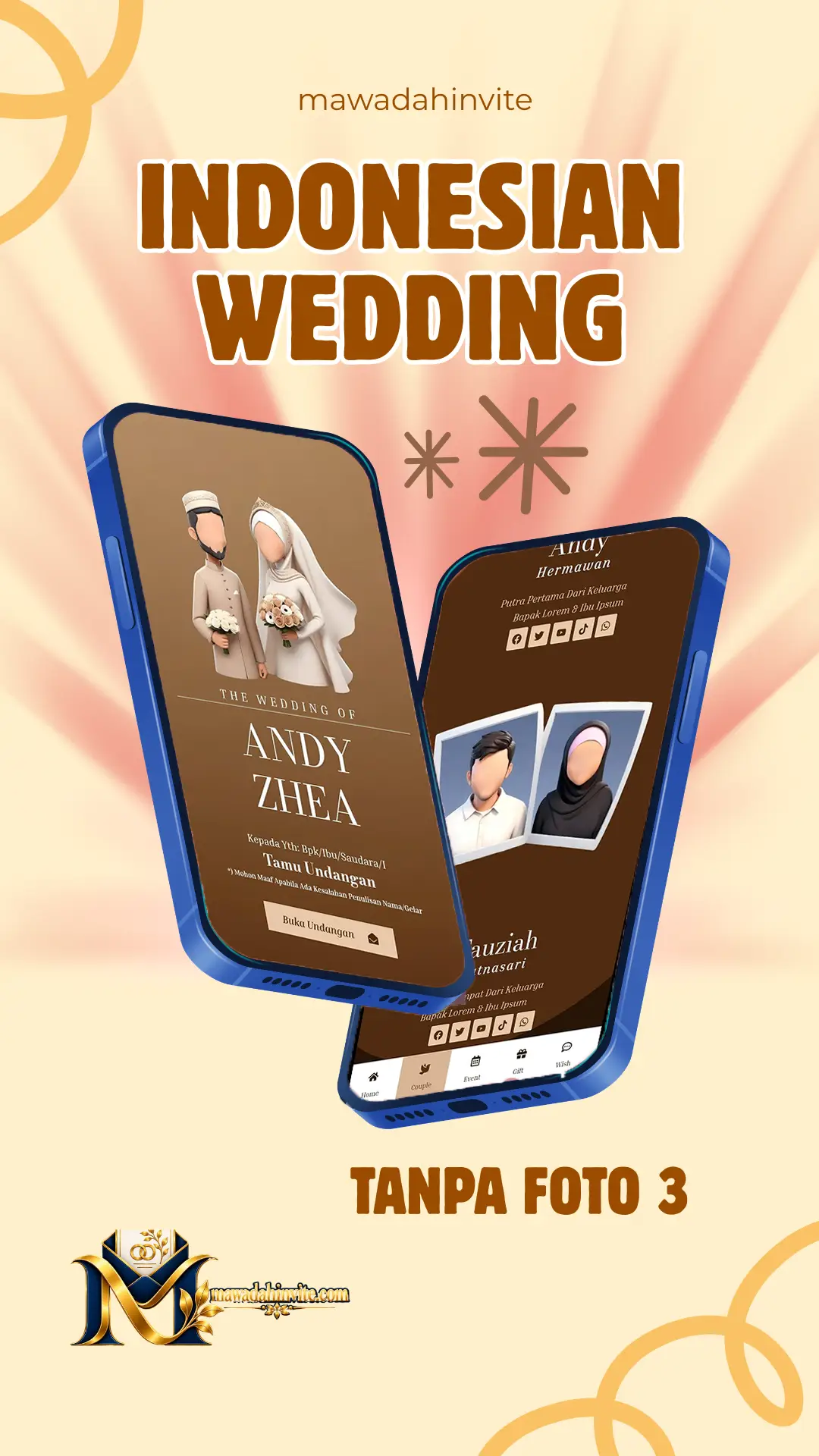 Template undangan pernikahan tanpa foto 3